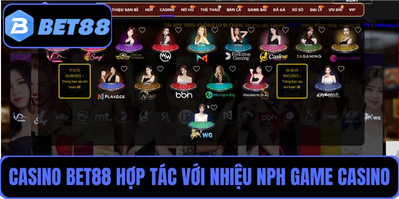 Casino Bet88 mang tới nhiều trải nghiệm khác nhau với đa dạng NPH game