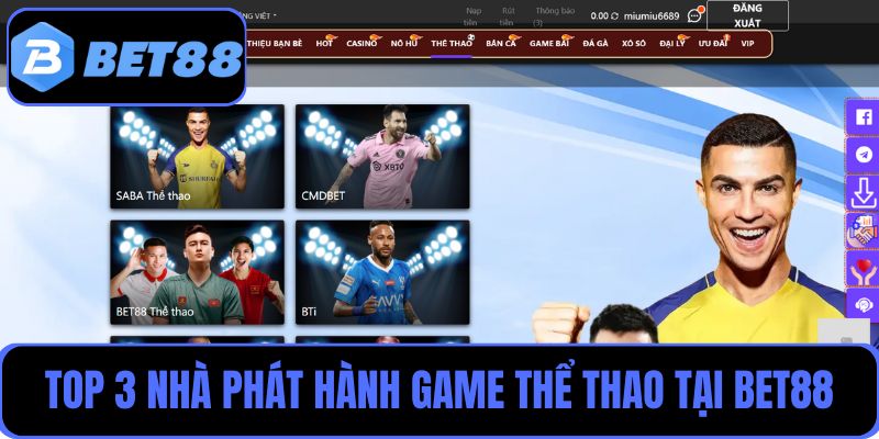 Khám phá top 3 nhà phát hành game thể thao được chào đón tại Bet88