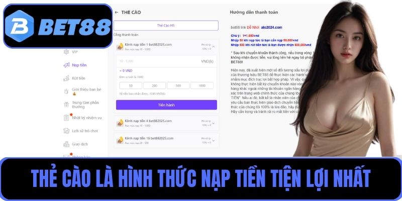 Thẻ cào là hình thức nạp tiền tiện lợi nhất được nhiều người chơi lựa chọn